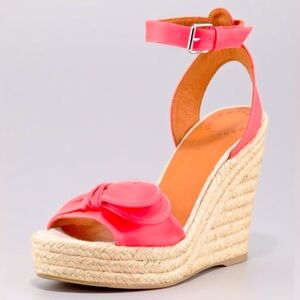 MARC JACOBS Hot Pink Open Toe Espadrille Platform Wedges Pretty Knot EU 38 US 8
